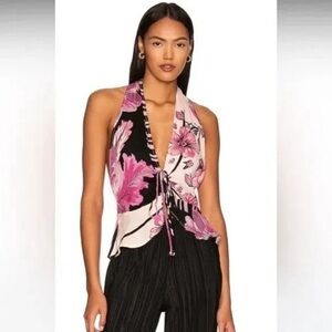 Free People Top Hot Tropics Racerback Tank Dark Floral